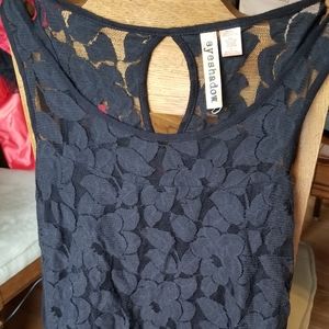 Eyeshadow black tank top lace keyhole fancy